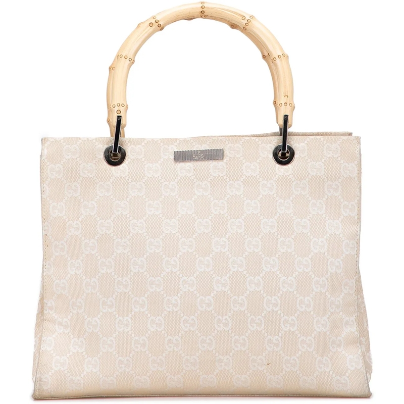 Gucci Schultertasche GG Canvas Bamboo Satchel braun