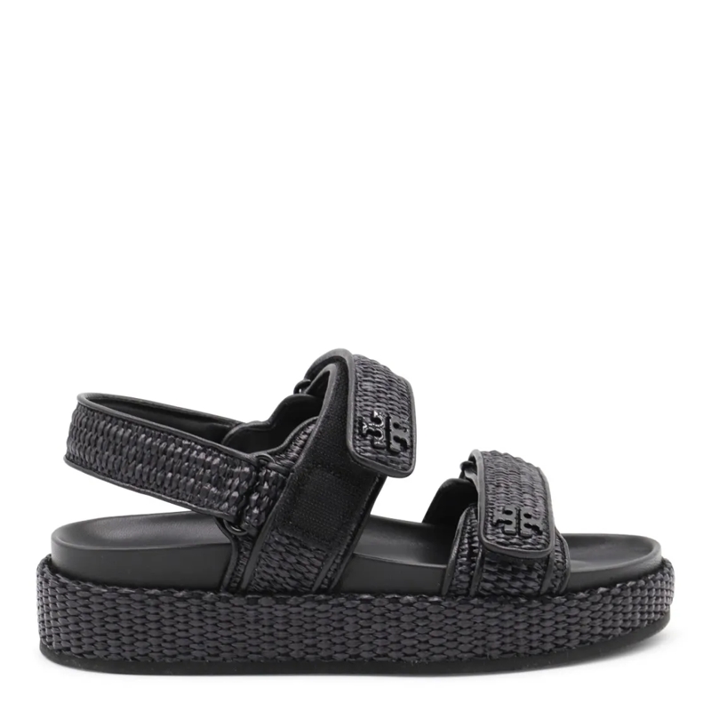 Tory Burch Sandalen Black Leather Flats Black
