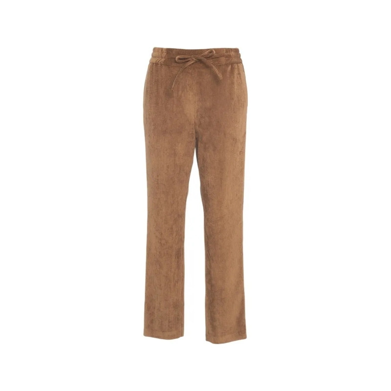 Gender  Brown Corduroy Trousers With Drawstring Waist Brown