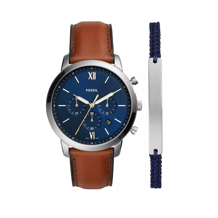 Fossil Set Neutra Watch and Bracelet Brown Chronograaf