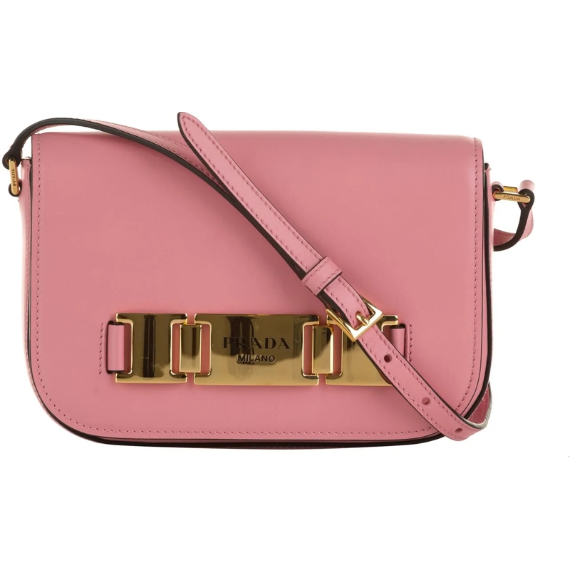 Prada Schultertasche Glace Calf Studded Etiquette Crossbody rose