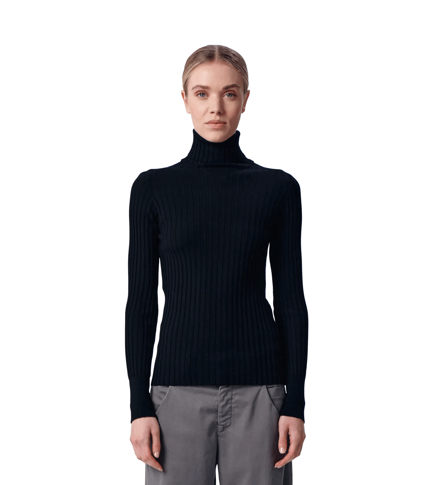 Transit - Enganliegender Rollkragenpullover - Größe XS - schwarz