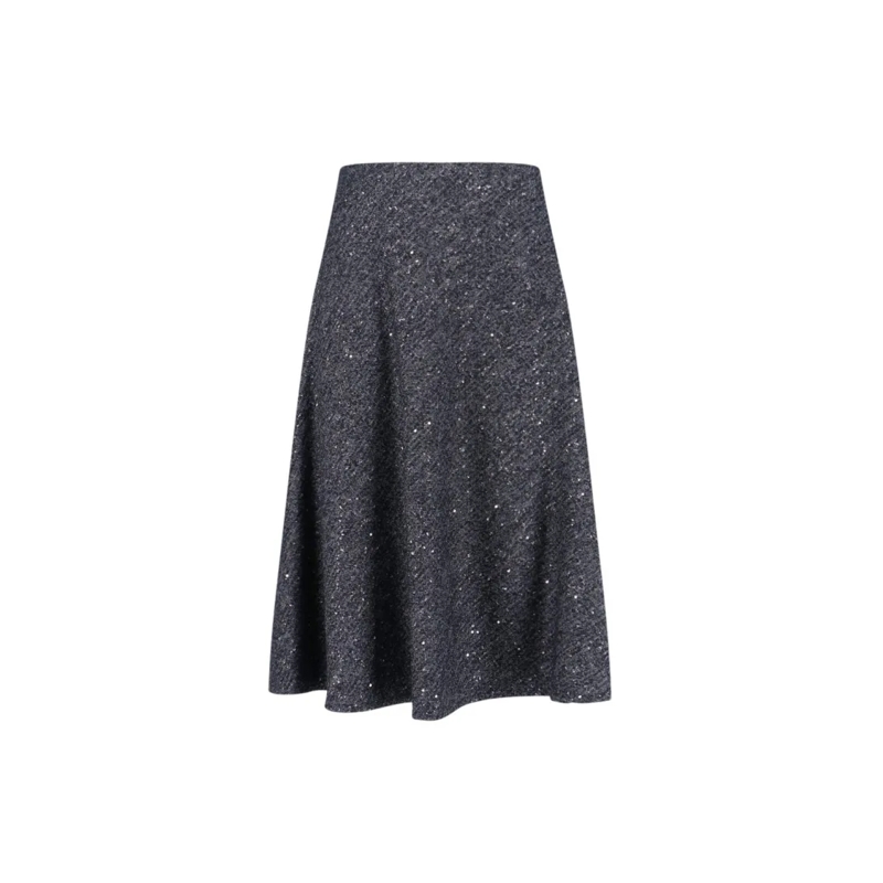 Tagliatore Midirok Flared Grey Skirt With Textured Fabric And Sequine Grey