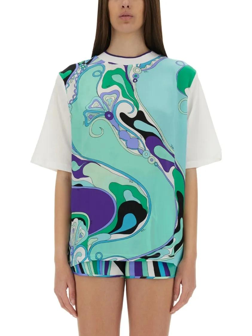 Thumbnail - Pucci - Abstract Print Cotton T-Shirt - Größe S - blau