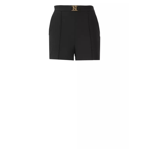 Elisabetta Franchi Crepe Shorts With Logo Black 