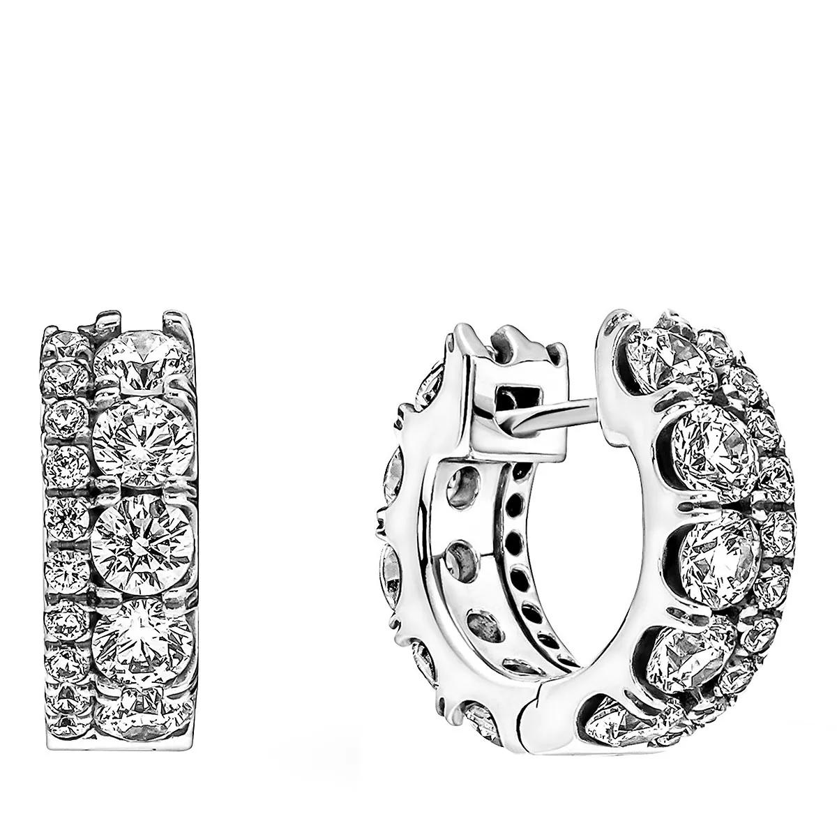 Pandora Women's Silver Earrings - Doppelband Pavé Ohrringe - Earrings For Unisize