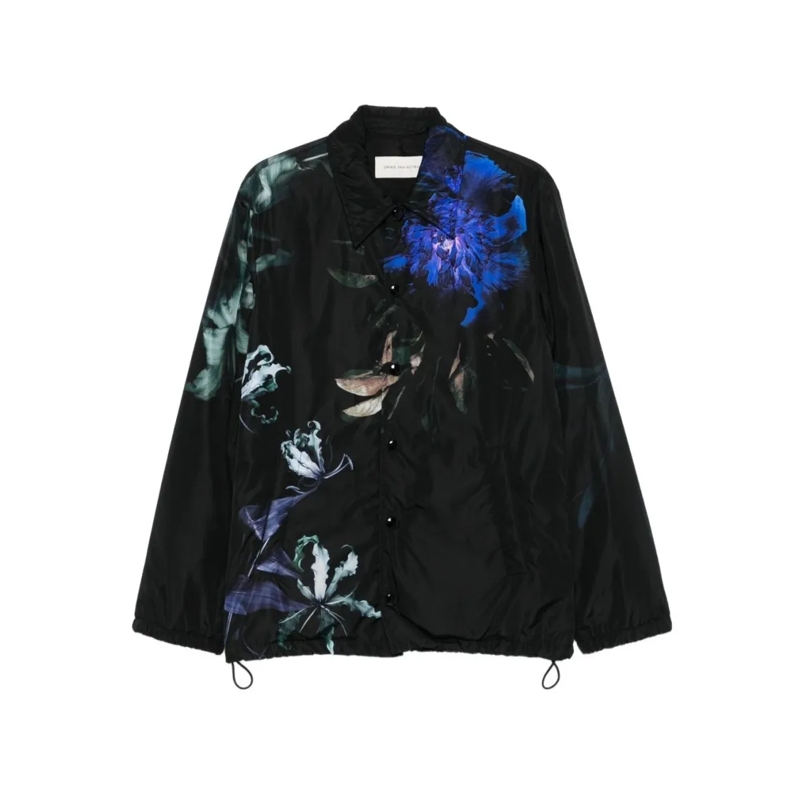 Dries Van Noten  Artistic Floral Print Casual Jacket Black