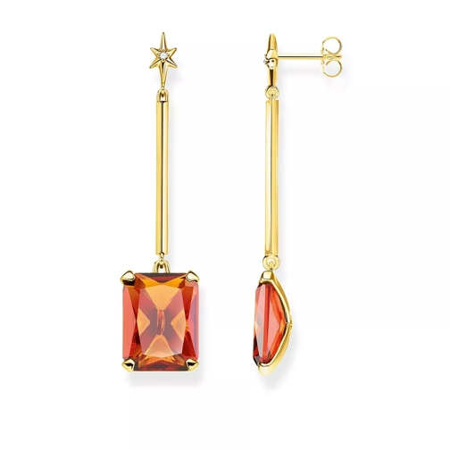Thomas Sabo Earrings Orange Colored Stones Gold Drop Earring