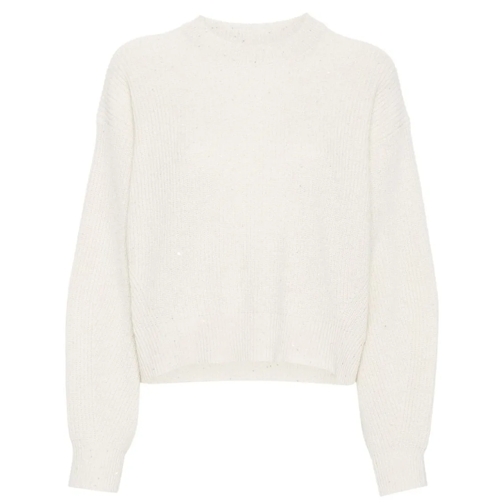 Brunello Cucinelli Pullover Wool Crewneck Sweater White