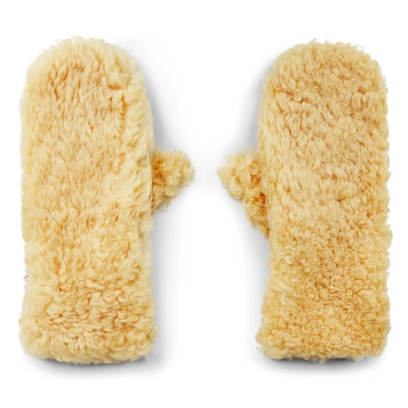 Bottega Veneta Gants Teddy Shearling And Leather Logo Gloves beige