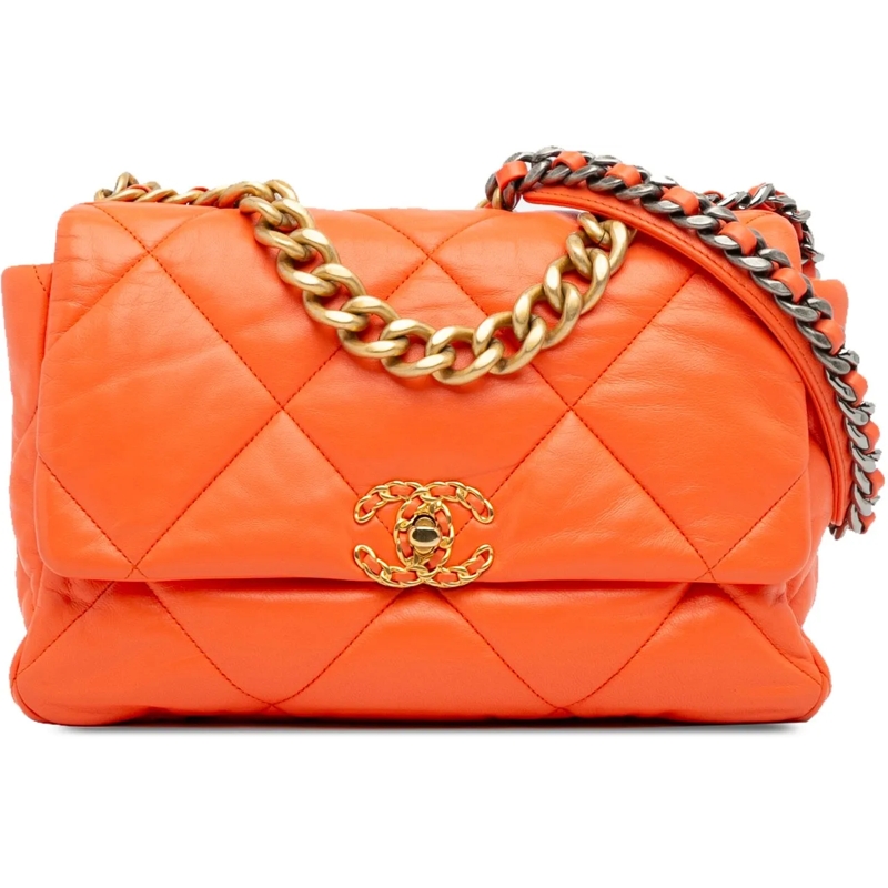 Chanel Schultertasche Large 19 Lambskin Flap orange