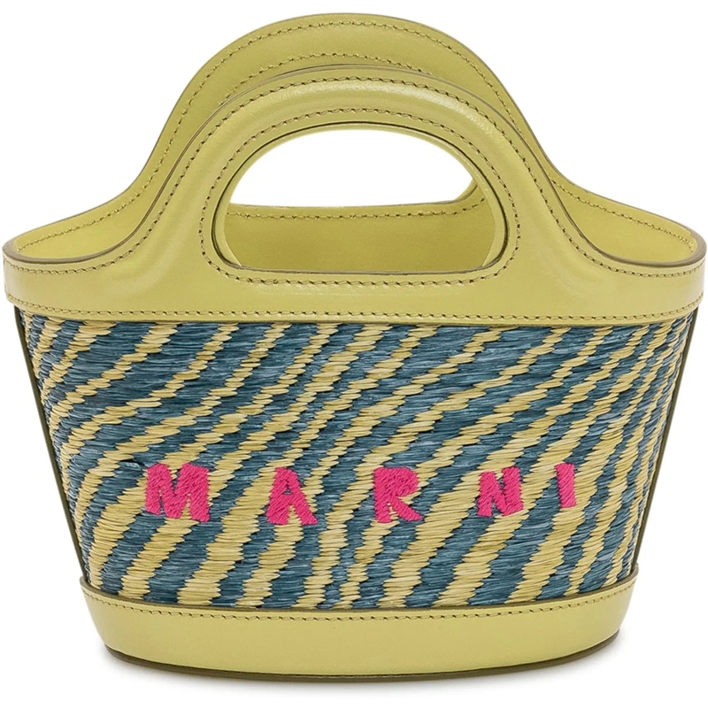 Marni Tote Borsa Tropicalia Micro con Manico Integrato e Logo gelb