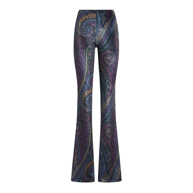 Etro  Multicolor Paisley Print Stretch Chenille Flared T Grey