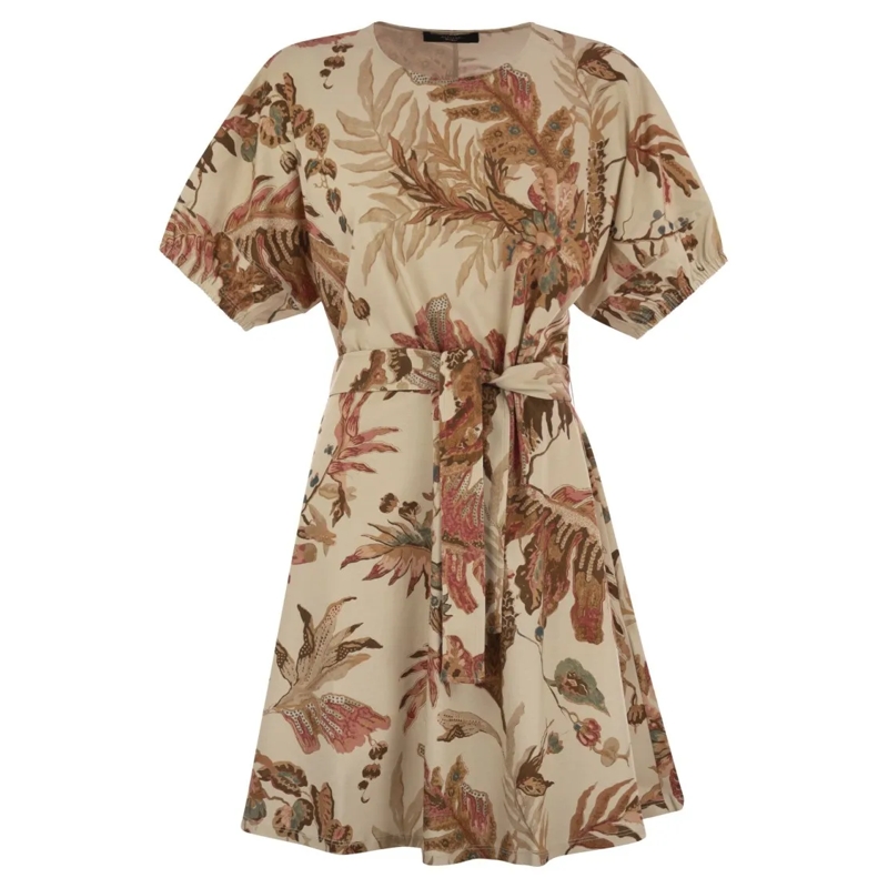 Max Mara Mini-jurk Genero - Printed Cotton T-Shirt Dress Neutrals