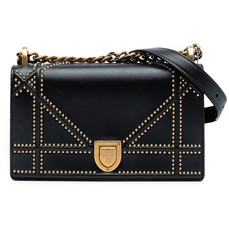 Christian Dior Schultertasche Small Lambskin Studded Diorama Flap schwarz