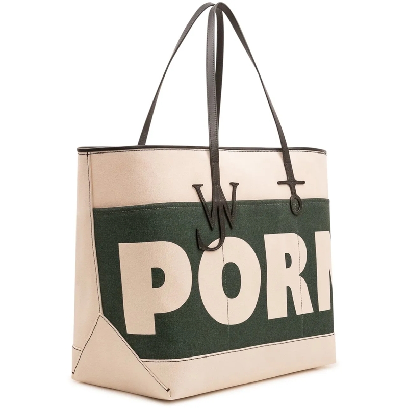 J.W.Anderson Shopper Borsa XL Anchor Tote con Maxi Scritta weiß(Image 2)