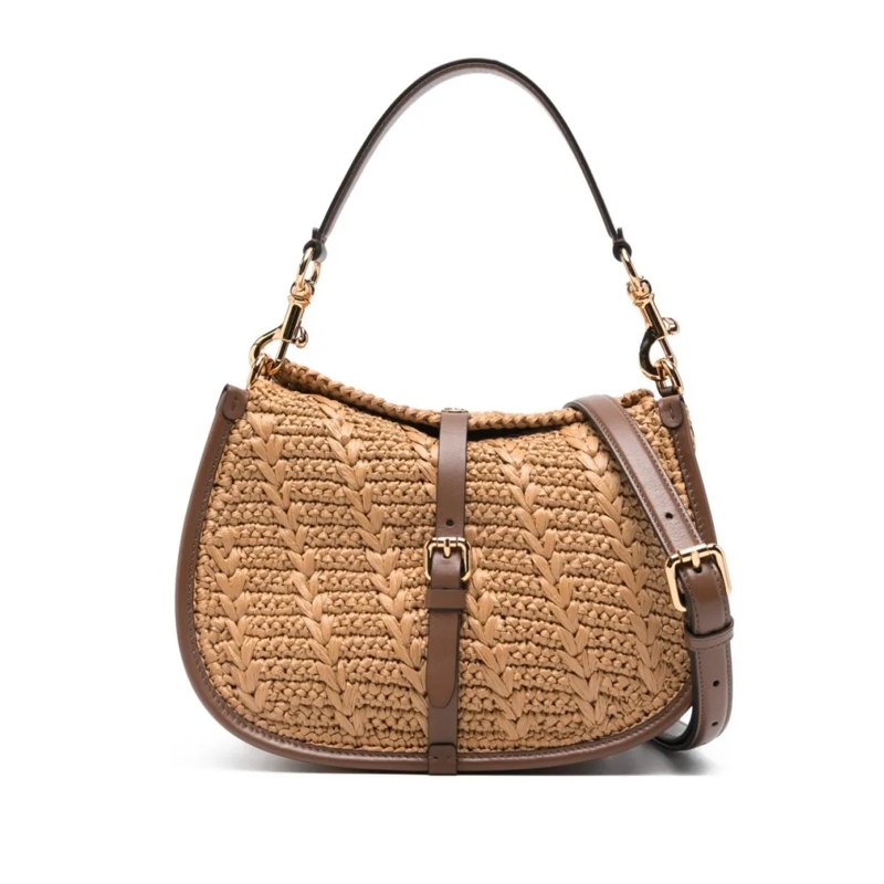 Etro Schultertasche Chevron Textured Calf Leather Shoulder Bag Brown