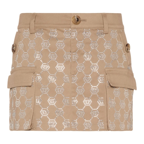 Philipp Plein Mini-Röcke Minirock Monogram Mit Schmucksteinen beige
