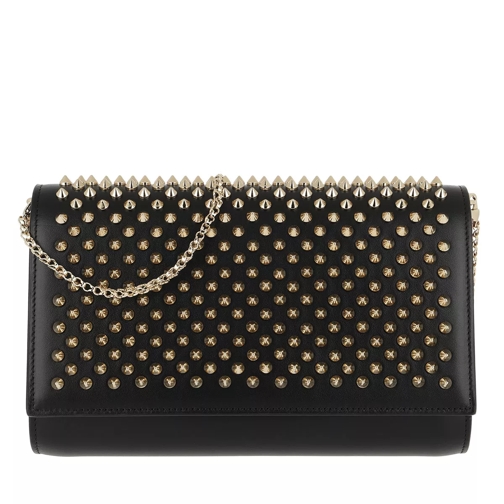 Christian Louboutin Paloma Clutch Gold Spikes Leather Black Clutch