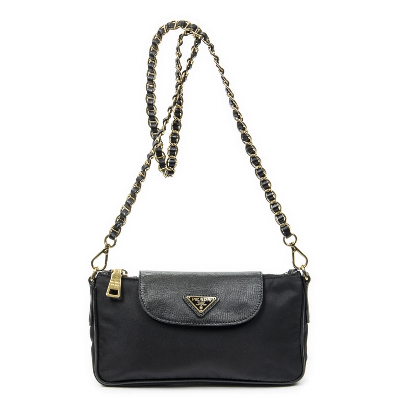 Prada Crossbody Bag Small Zip Chain Crossbody schwarz