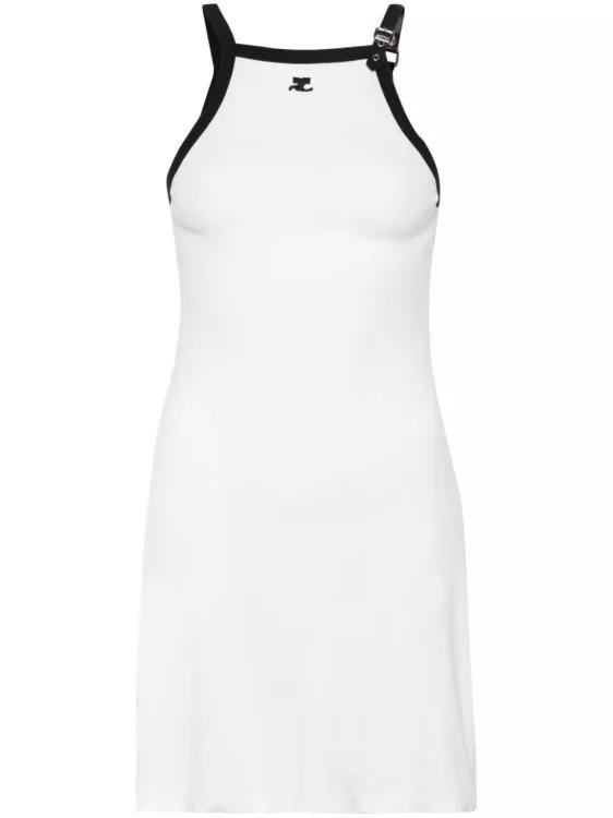 Courrèges - Buckle Contrast Dress - Größe S - white