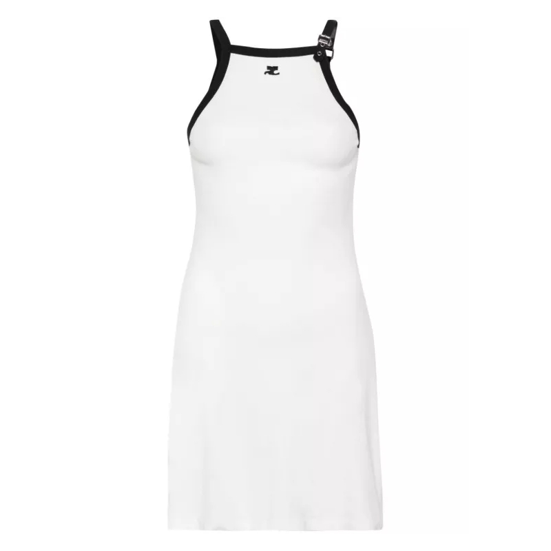 Courrèges Mini-jurk Buckle Contrast Dress White