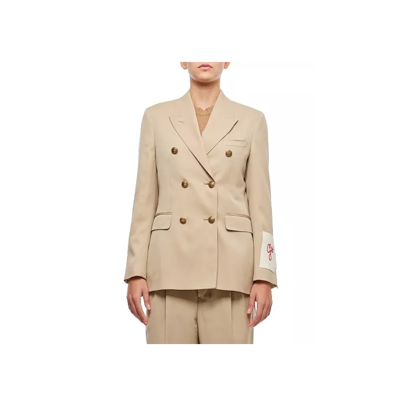 Golden Goose  Wool Double Breasted Blazer Beige