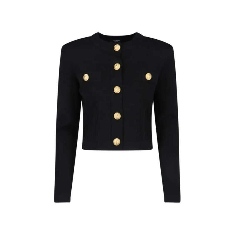 Balmain Trui Crop Cardigan – Black Black