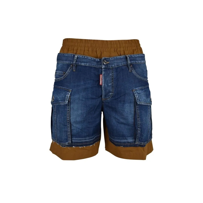 Dsquared2 Casual Shorts Bi-Material Cargo-Style Shorts With Elastic Waistb Black
