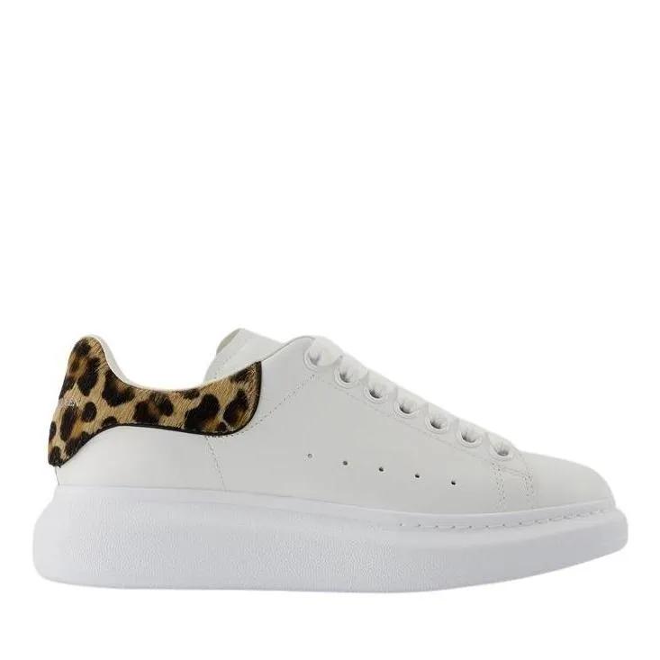 Alexander McQueen Oversized Sneakers Leather White Leopard White Low Top Sneaker