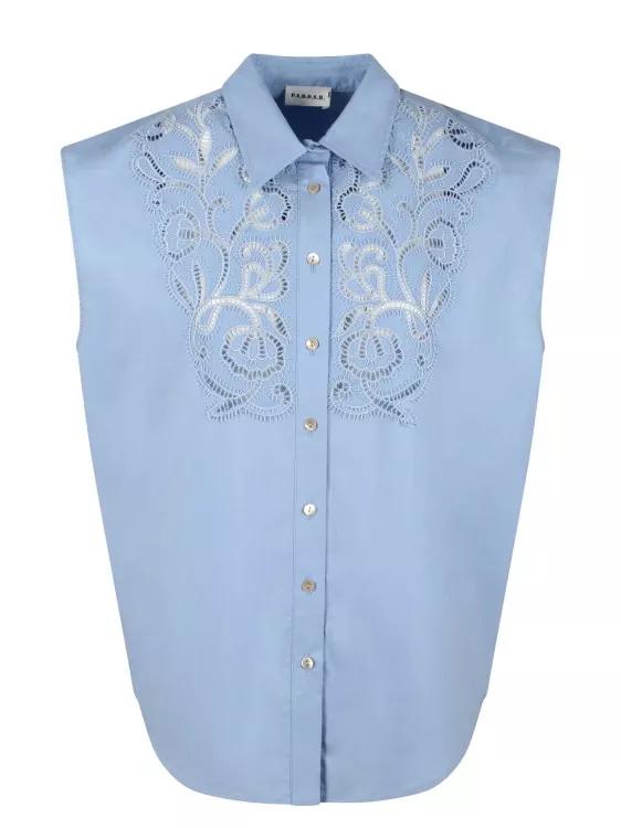 P.A.R.O.S.H. - Canyox Lace Embroidery Shirt - Größe M - blue