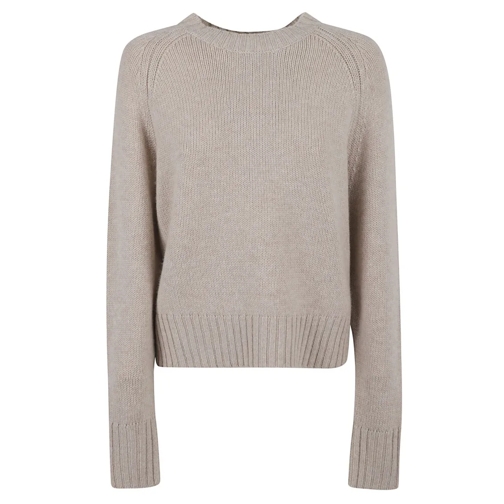 Allude Pull Virgin Wool-Cashmere Blend Crew Neck Sweater Neutrals