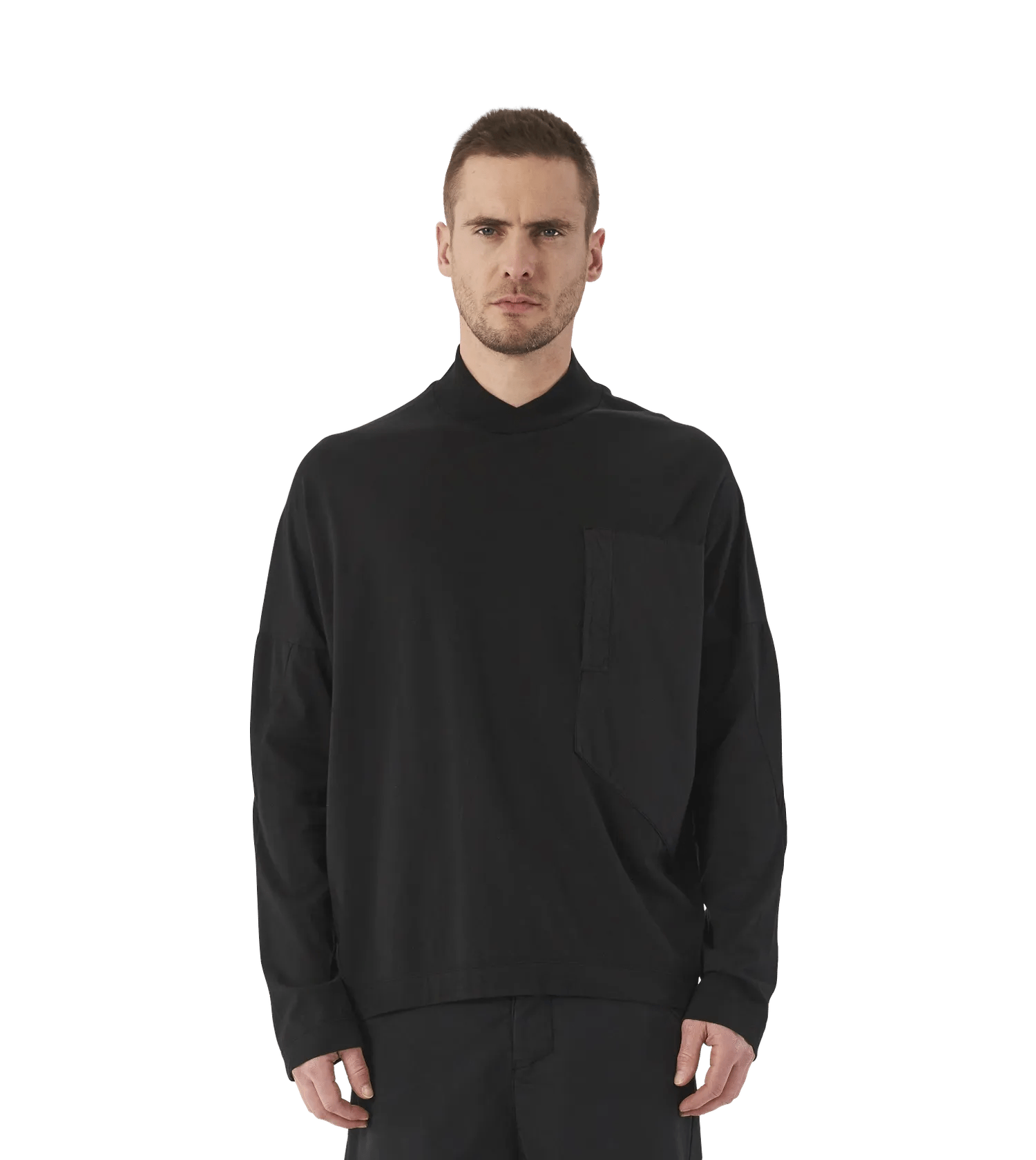 Transit - Longsleeve mit aufgestezter Tasche - Größe S - schwarz