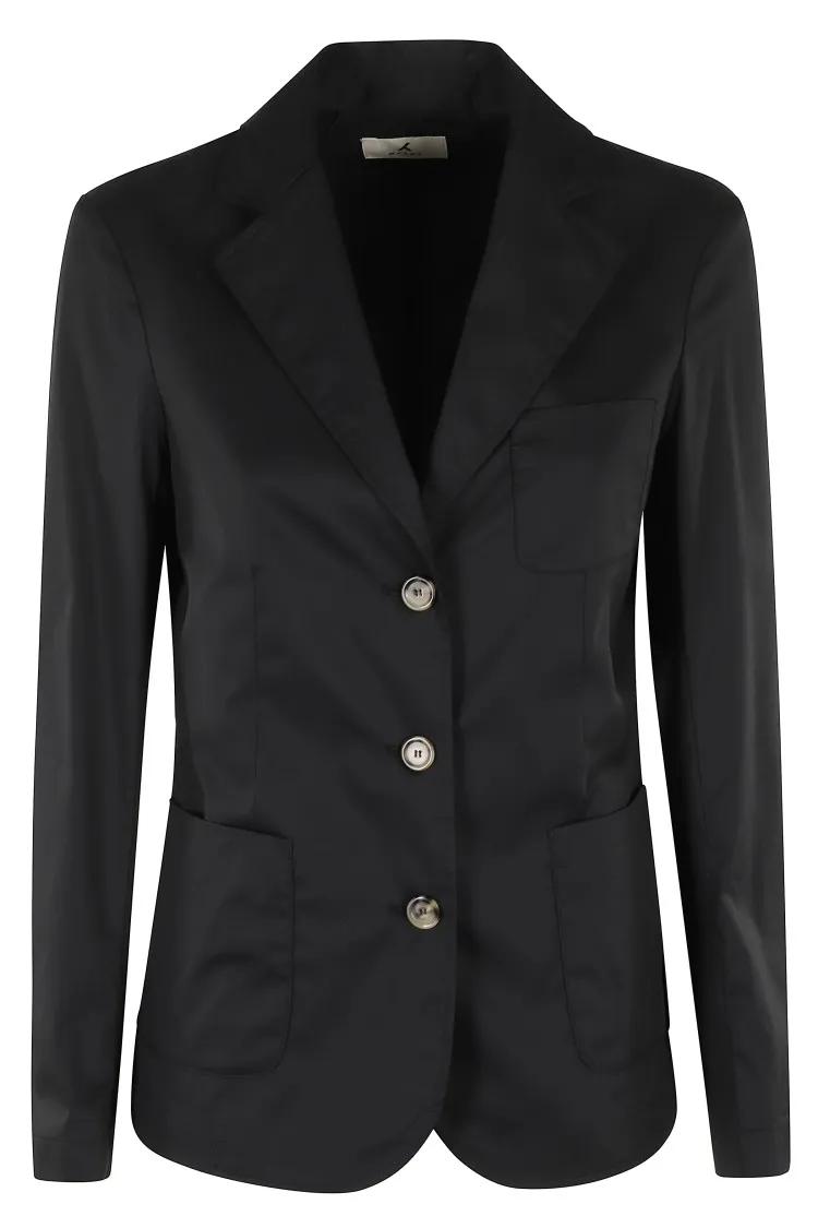 Thumbnail - MYTHS - Lightweight Black Blazer With Classic Lapel - Größe 40 - schwarz