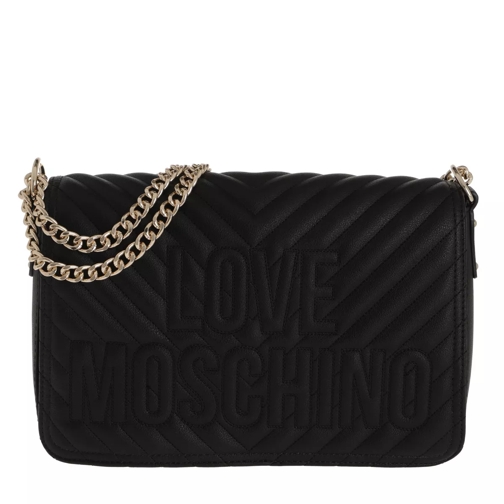 Love Moschino Quilted Logo Shoulder Bag Black Satchel