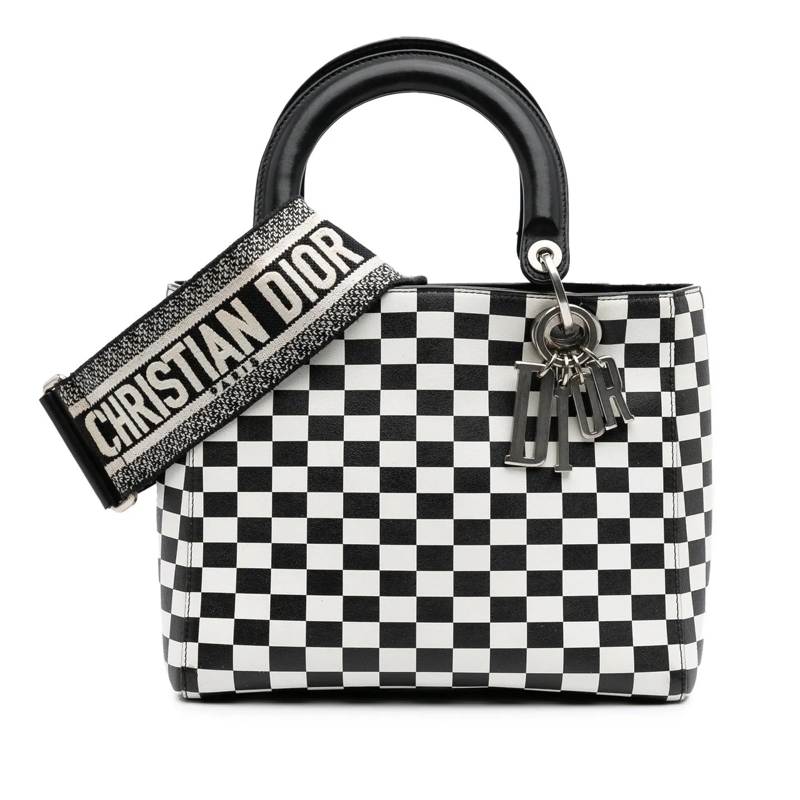 Christian Dior Schultertasche Medium Calfskin Checkered Lady Dior schwarz