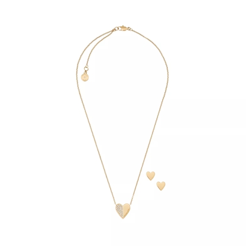 Michael Kors Ladies Gift Set Necklace Earrings Heart Gold 