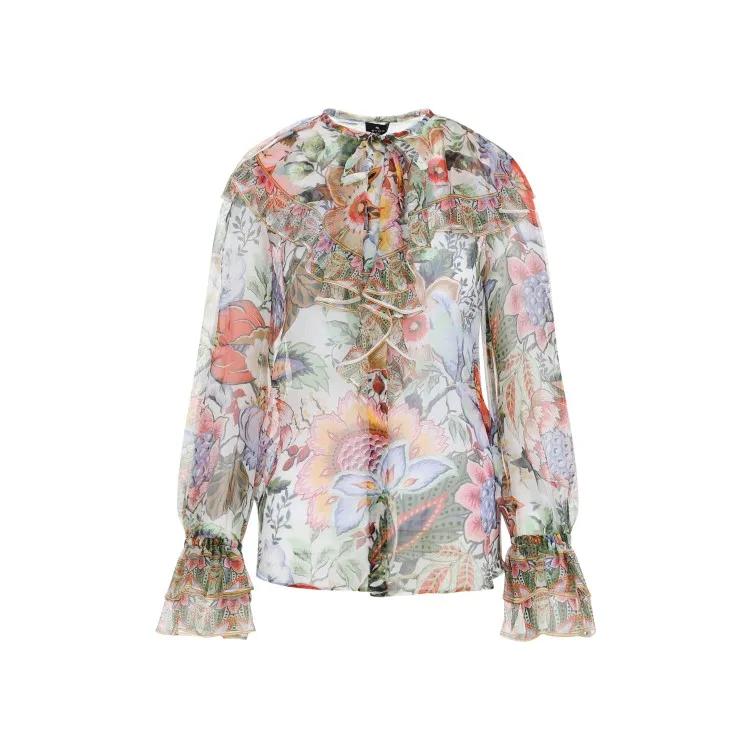 Etro - White Silk Shirt - Größe 42 - bunt