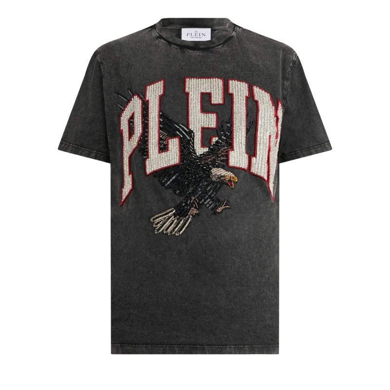 Philipp Plein T-Shirt T-Shirt Rundhalsausschnitt Ss Eagle schwarz