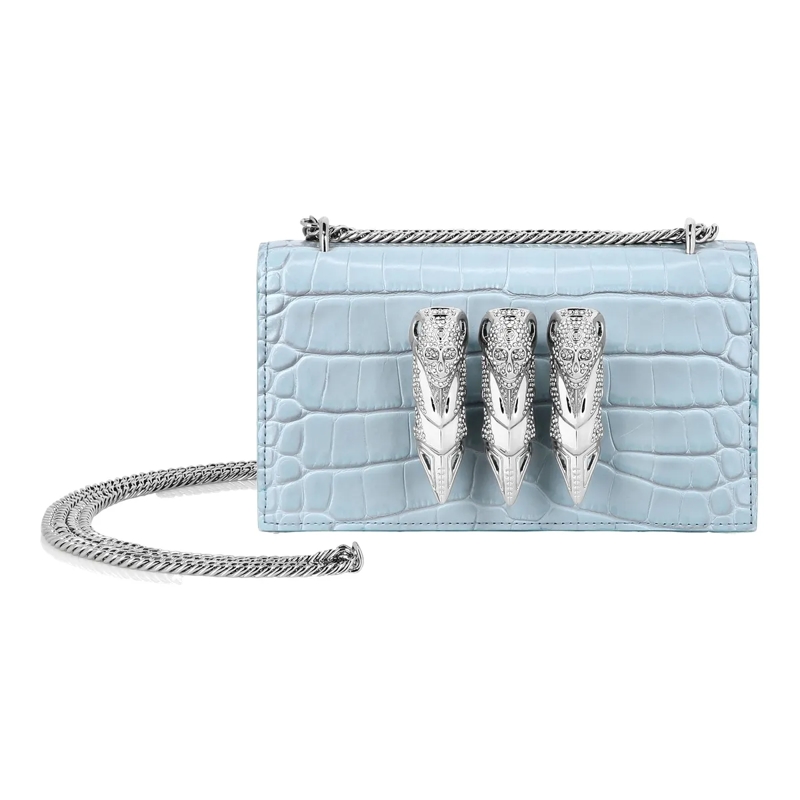 Philipp Plein Schultertasche Schultertasche Crocco Print hell-blau