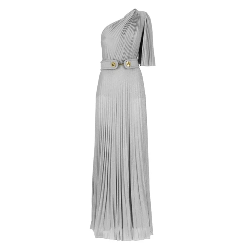 Elisabetta Franchi One-Shoulder Lurex Dress Silver 