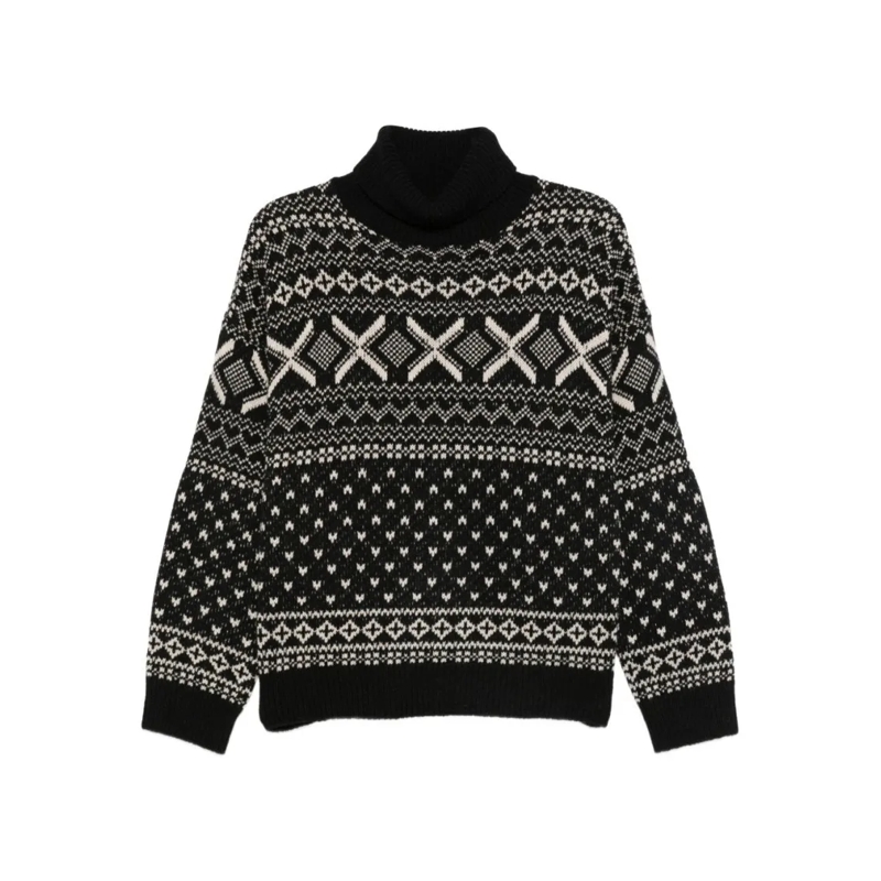 Semi Couture Trui met col Geometric Patterned Sweater Black