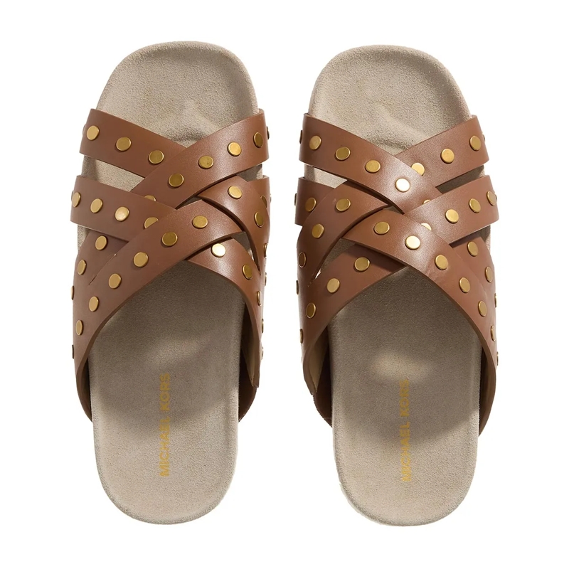 MICHAEL Michael Kors Slides Irene Flat Sandal Luggage(Image 6)