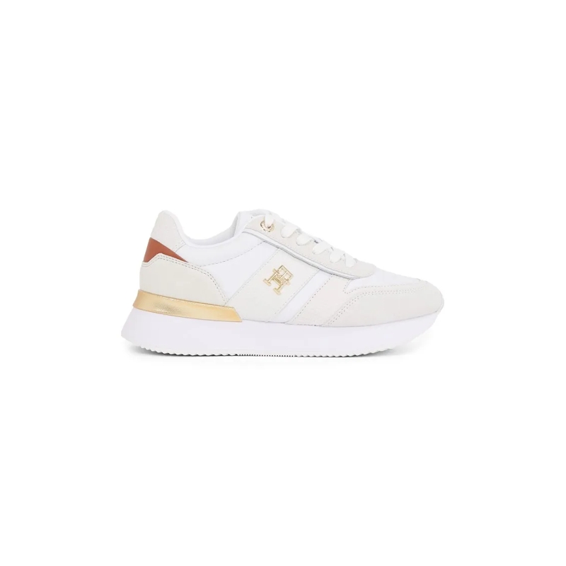 Tommy Hilfiger Low-Top-Sneaker White Leather Sneakers With Suede Details And Gold White