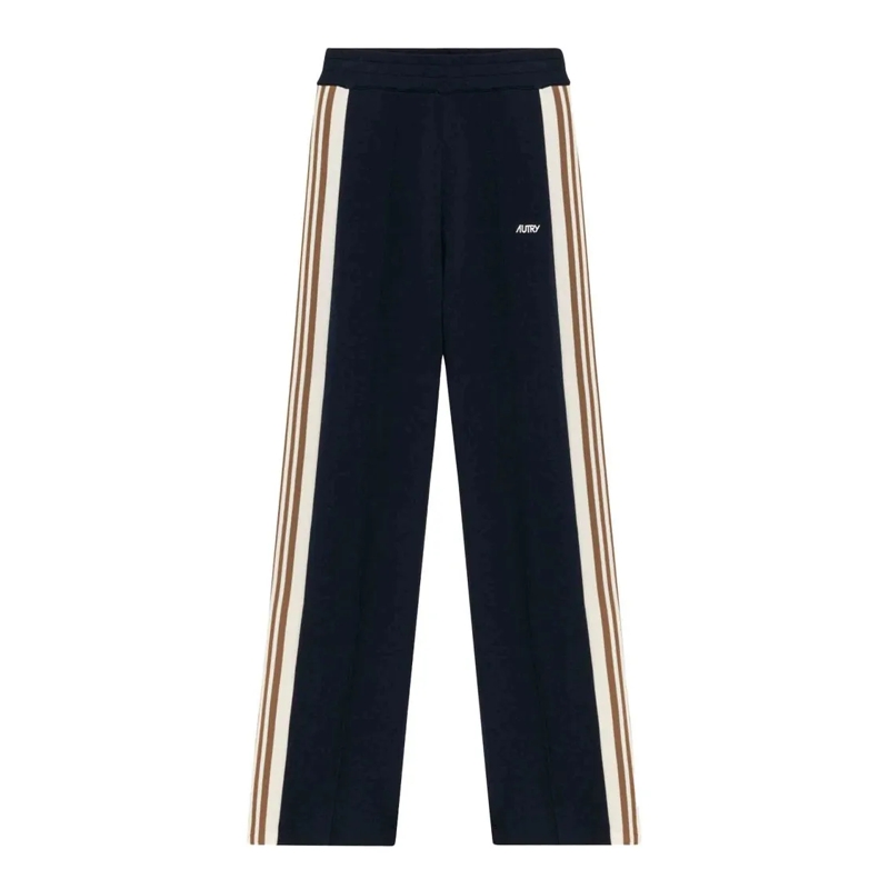 Autry International Anzugshose Navy Blue Joggers With Beige Side Stripes Black