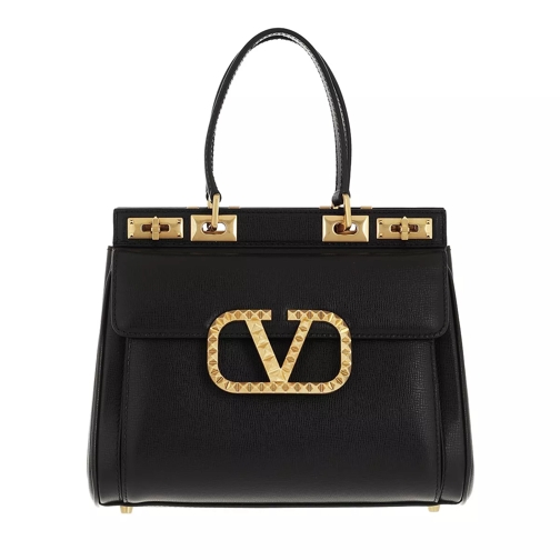 Valentino Garavani Rockstud Alcove Medium Handle Bag Black Rymlig shoppingväska