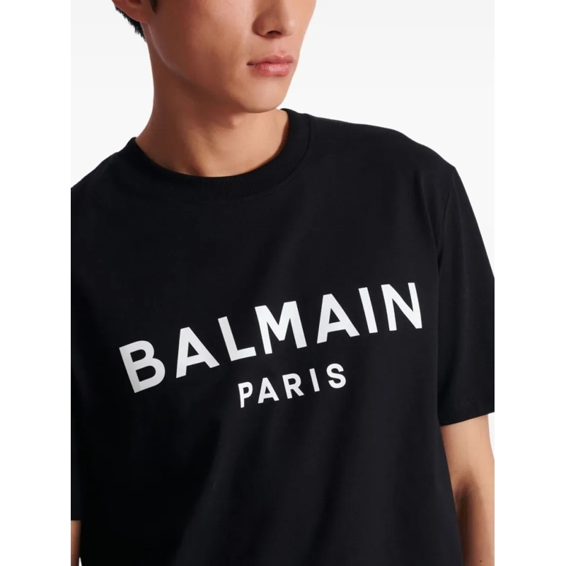 Balmain T-Shirt Short-Sleeve Black T-Shirt With Logo Print Black