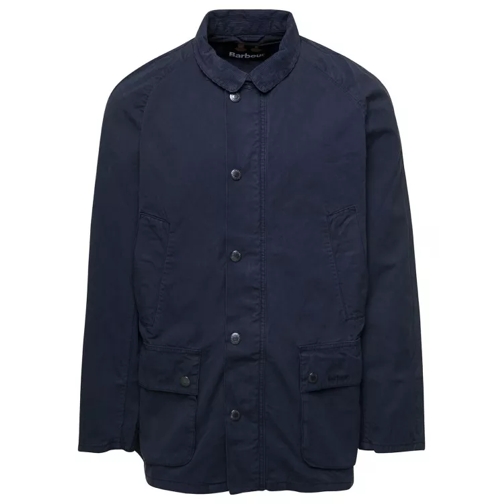 Barbour 'Ashby' Blue Jacket With Patch Pockets In Cotton Black 