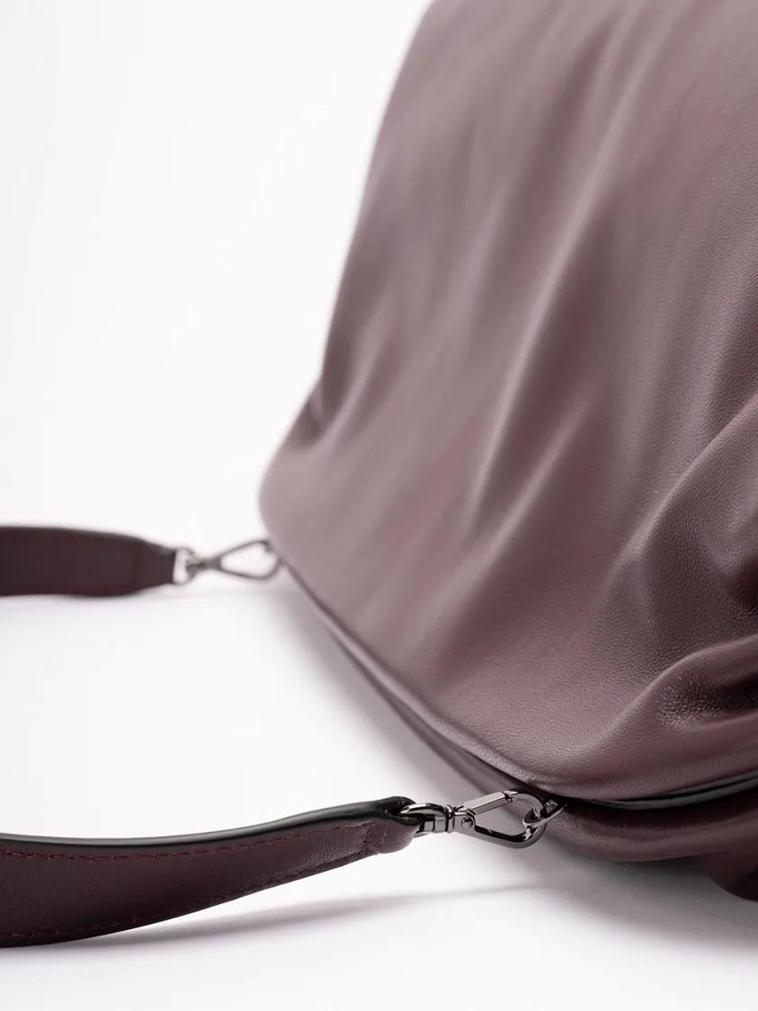 alberta ferretti Hobo bags Structured Leather Handbag With Sturdy Handle in bruin
