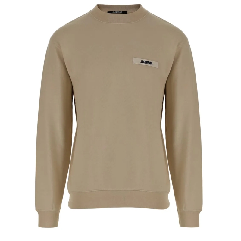 Jacquemus  Dark Beige Cotton Sweatshirt With Ribbed Edges Pink